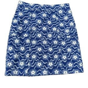 Boden Blue and White Mini Pencil Skirt